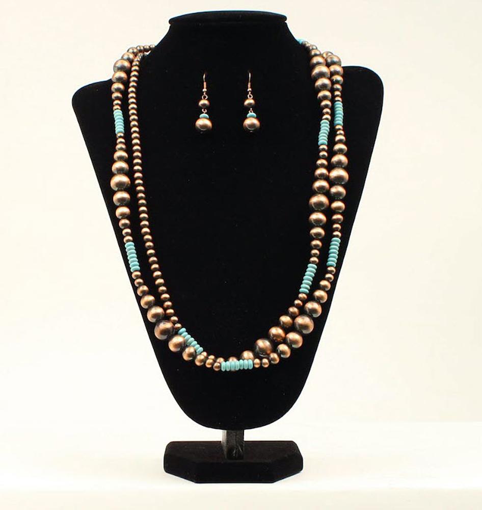 Blazin Roxx Navajo Pearl Copper  Turquoise Jewelry Set