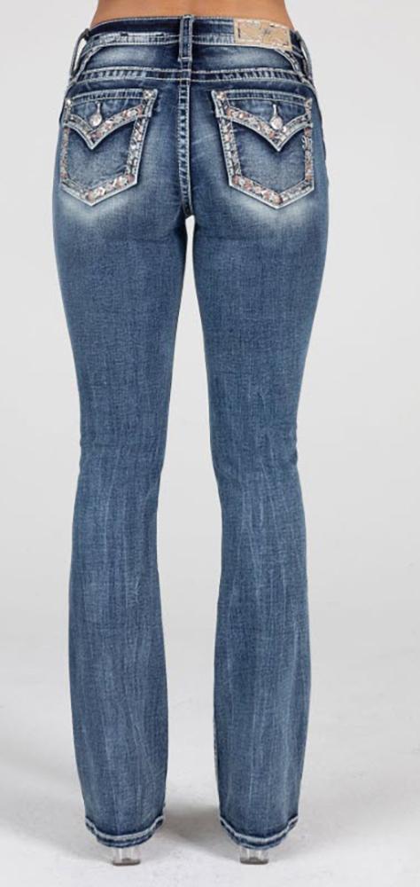 Miss Me MidRise D1080 Womens Vintage Boot Cut Jeans