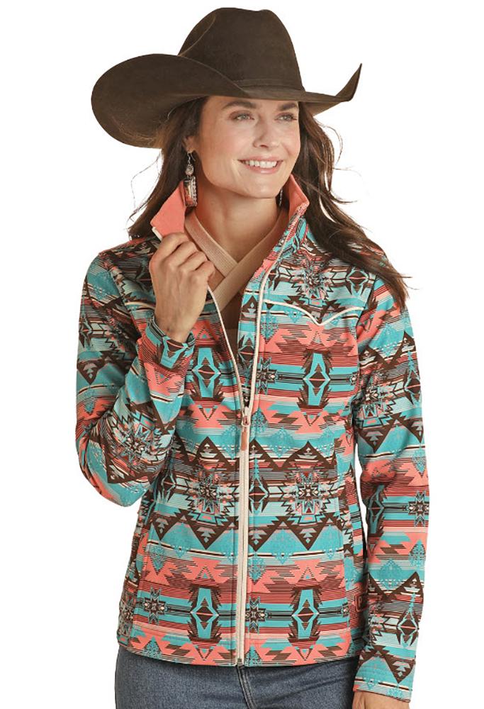 Peach Aztec Womens Softshell Jacket