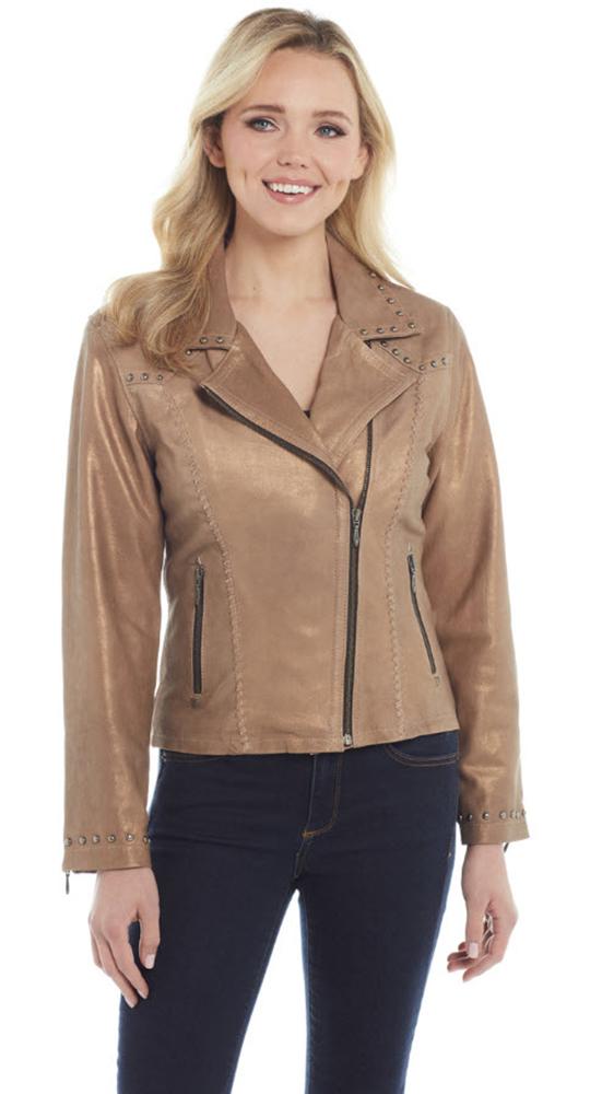 Womens Copper Nappa Lamb Leather Jacket