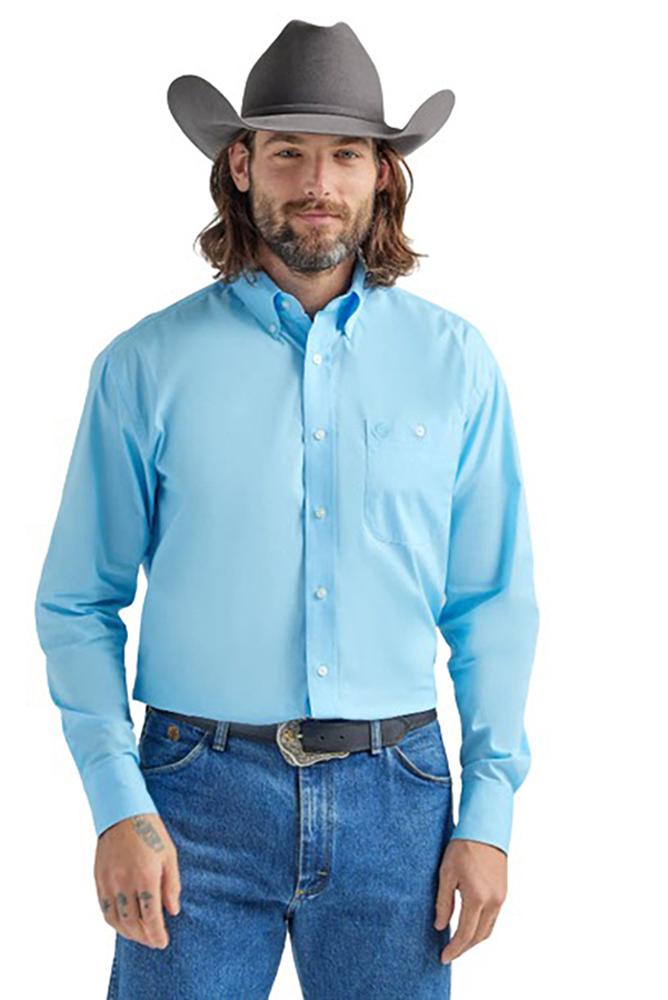 Wrangler George Straight Light Blue Solid Shirt