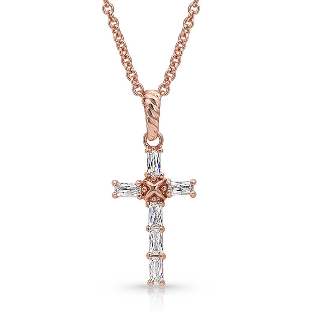 Montana Silversmiths Rose Gold Brilliant Cross Necklace