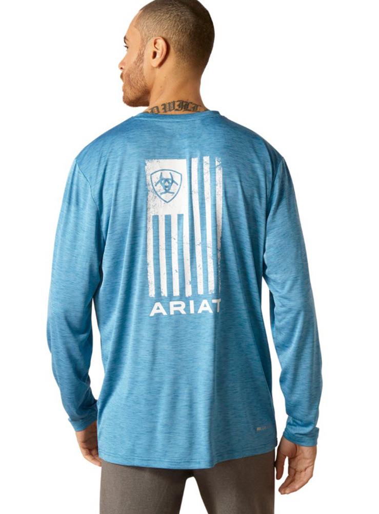 Ariat Charger Faded Seaport LS Mens Tee