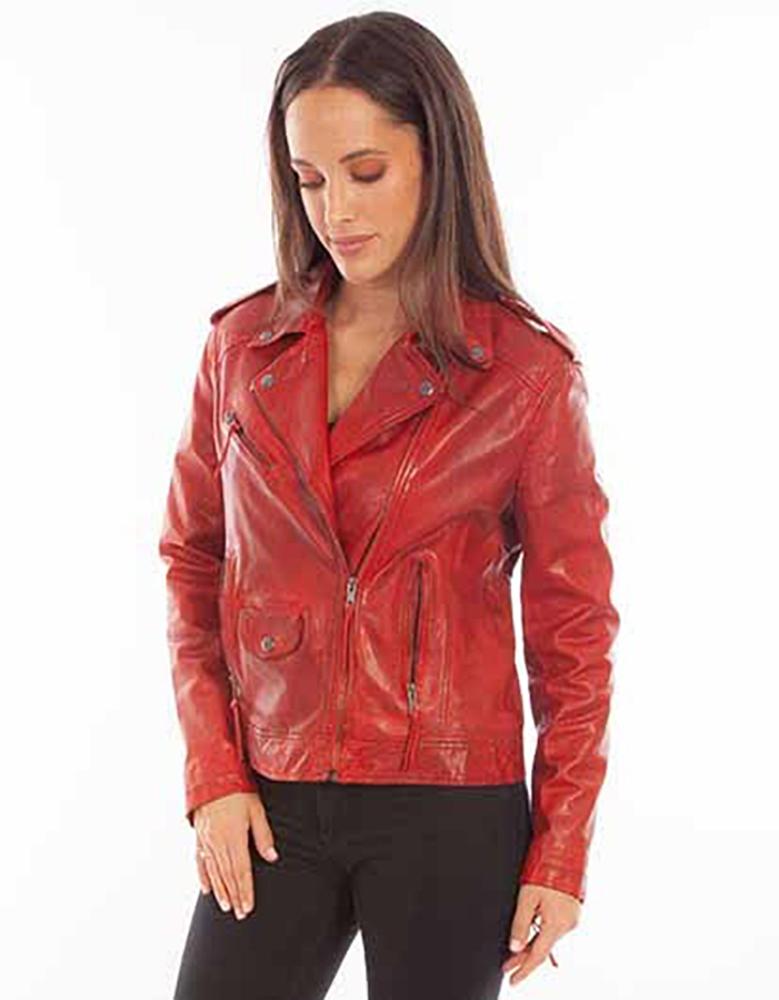 Scully Vintage Red Lambskin Womens Leather Jacket