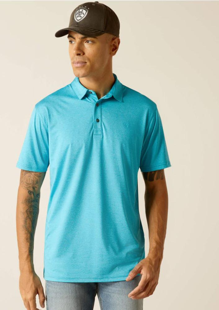 Ariat Mens Modern Fit Charger 2.0 Turquoise Reef Polo