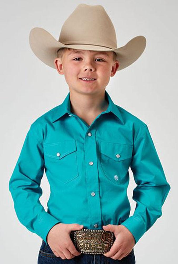 Roper Amarillo Boys Snap Western Solid Shirt