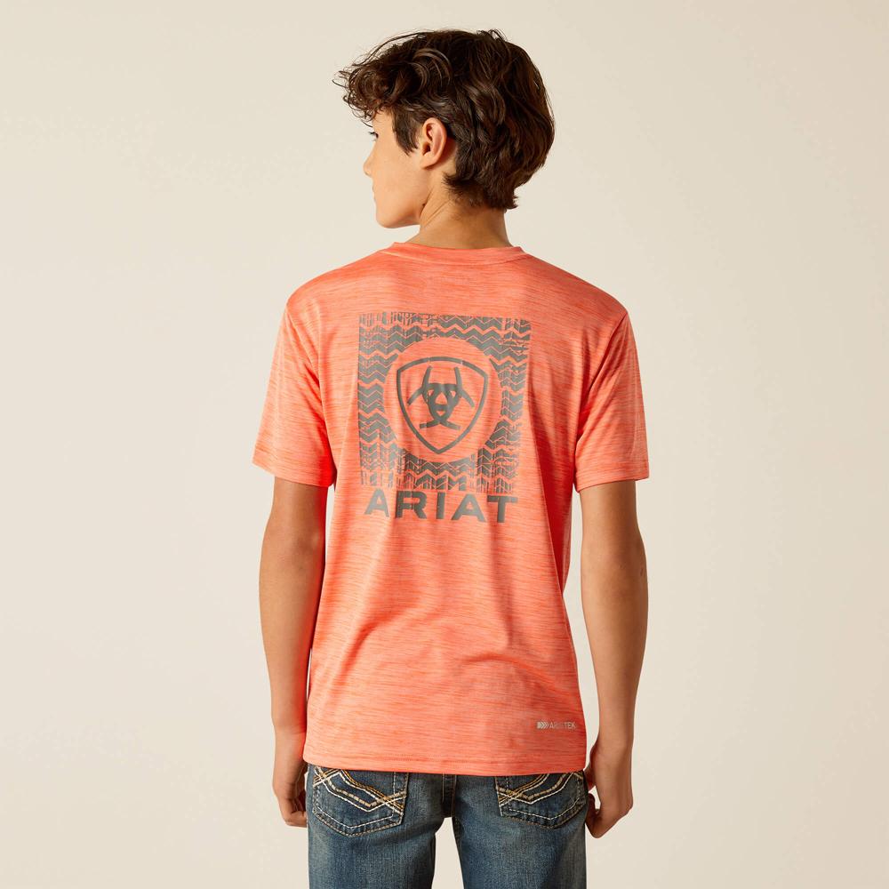 Ariat Boys Charger Hot Coral Logo Tee