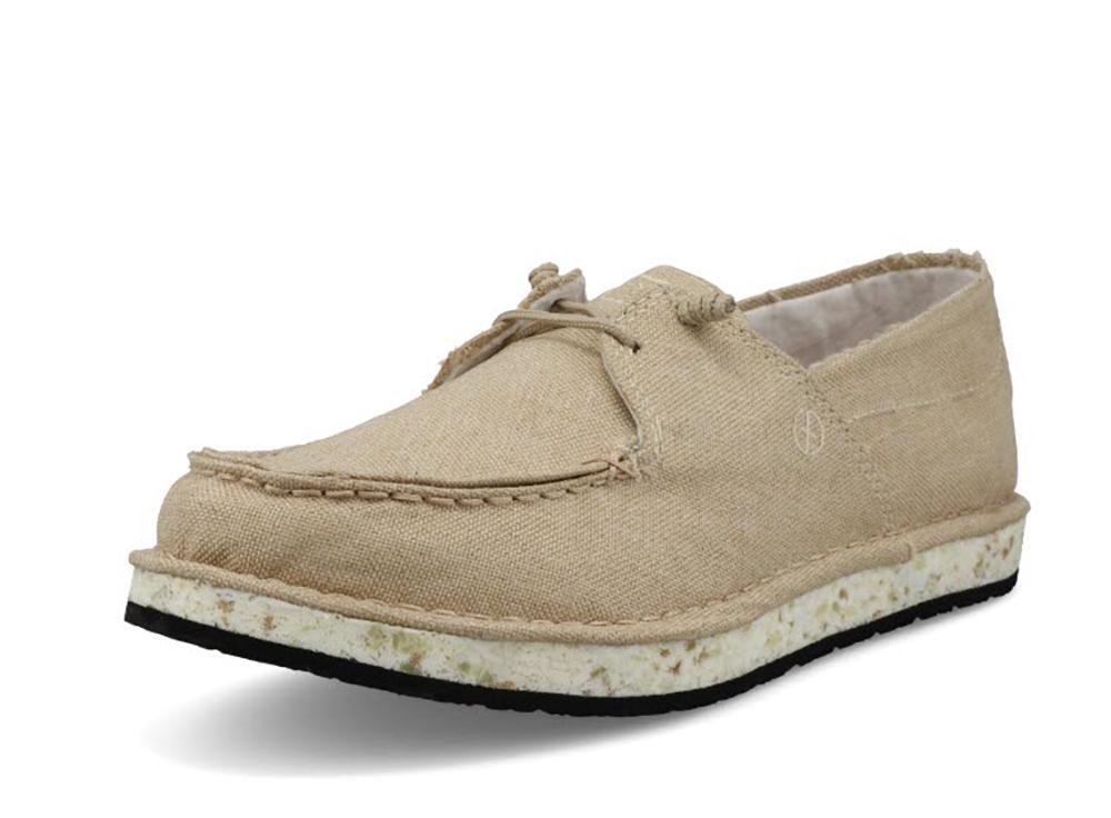 Twisted X Circular Project Womens Cream Linen Boat Shoe