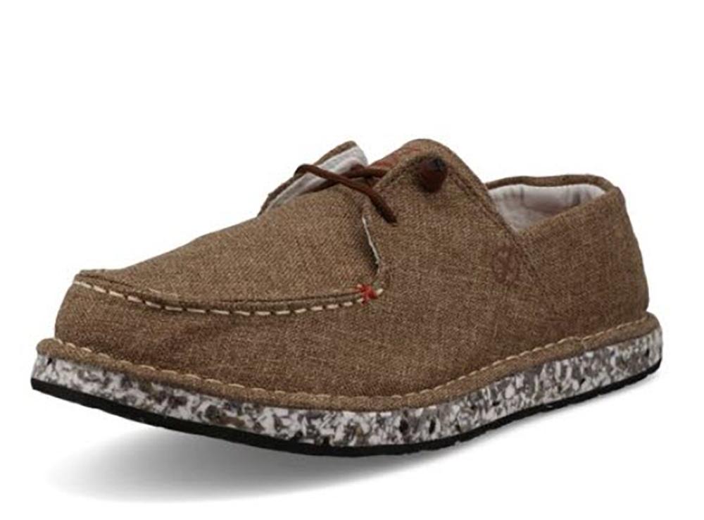 Twisted X Mens Brown Linen Circular Project Boat Shoe